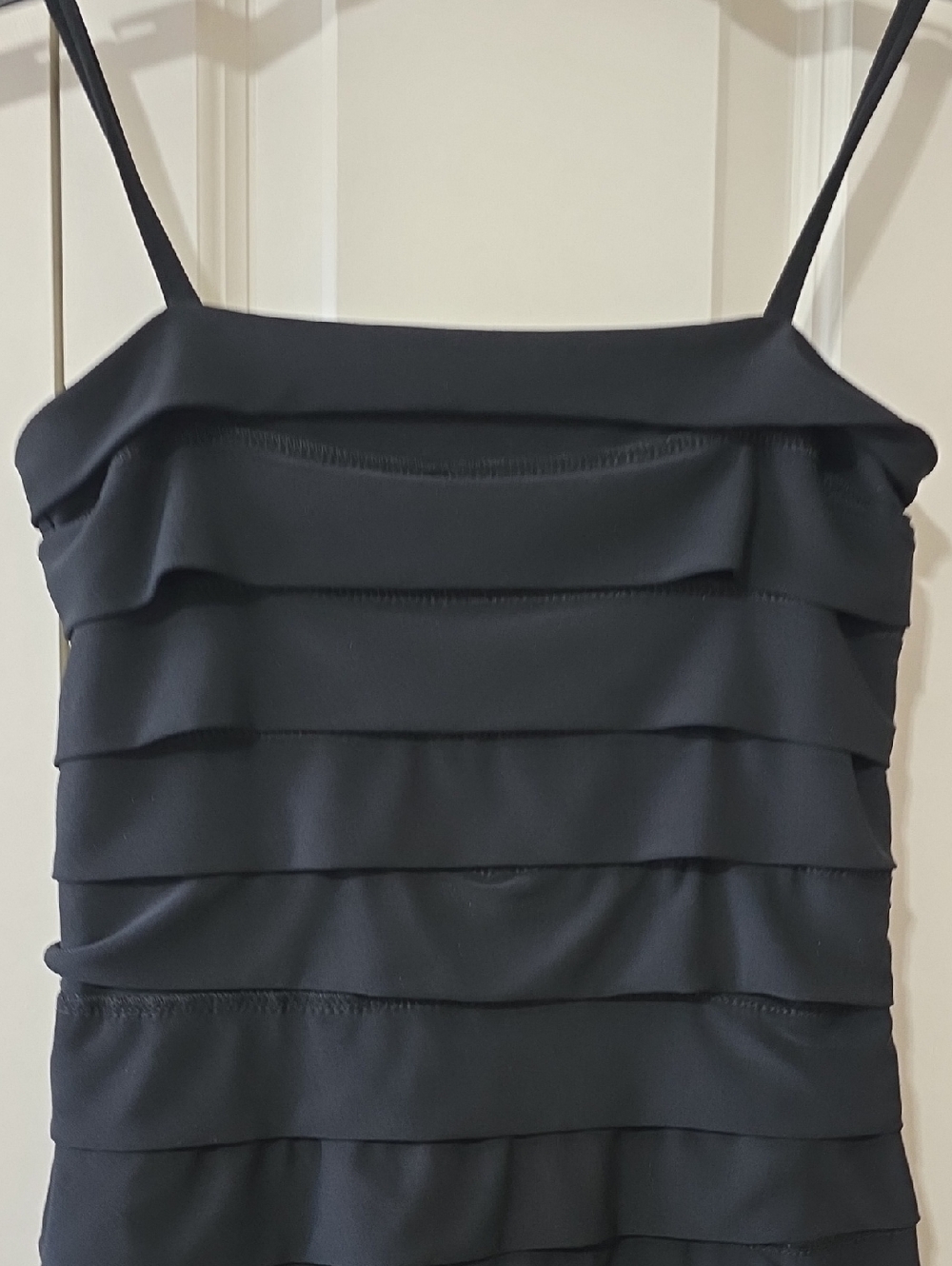 Classic Black Layered Spaghetti-Strap Dress